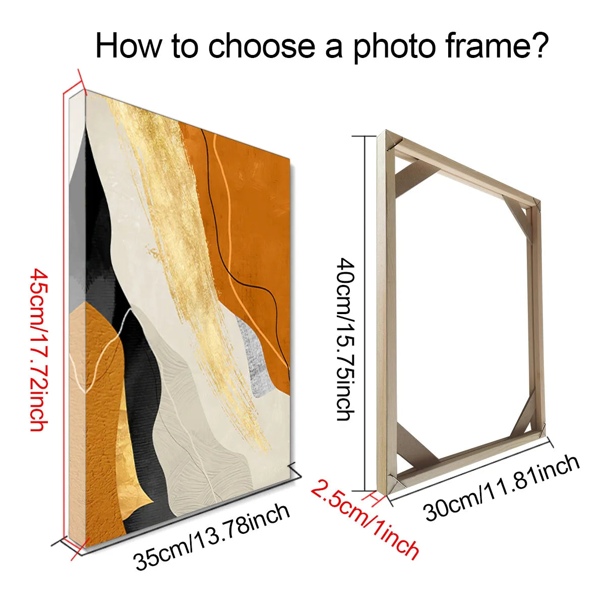 DIY Solid Wood Picture Frame Kit, Modern Rectangular Wall Frame for Canvas Art and Posters, 13 Size Options - product view 2