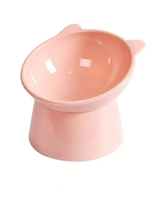 Tilted Elevated Pet Feeding Bowl, Anti-Spill Plastic Design with Neck-Protection Shape for Dogs and Cats, Pink or Blue - product view 1