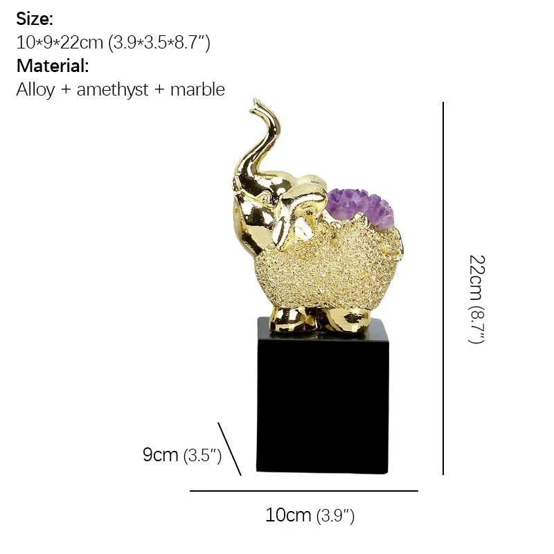 Crystal Decorative Figurine, Modern Metal-Plated Collectible Accent with Crystal Inlay for TV and Wine Cabinets - product view 1