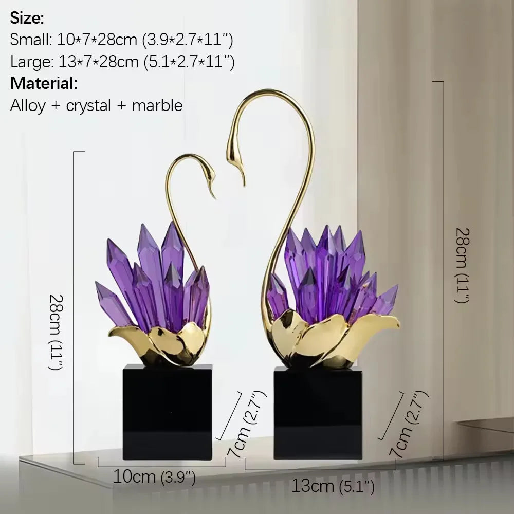 Crystal Decorative Figurine, Modern Metal-Plated Collectible Accent with Crystal Inlay for TV and Wine Cabinets - product view 2