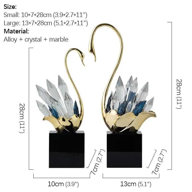 Crystal Decorative Figurine, Modern Metal-Plated Collectible Accent with Crystal Inlay for TV and Wine Cabinets - product view 4
