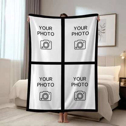 Personalized Picture and Text Blanket, Textile Fabric Gift Cover, Custom Design in 3 Sizes for Family and Friends - product view 3