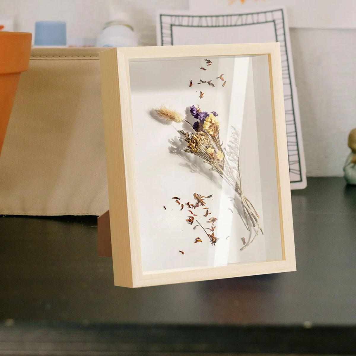 Wood Frame Shadow Box, 5 cm Deep Display Case for Dried Flowers, Photos, Awards, Keepsakes and DIY Wall Decor - product view 5