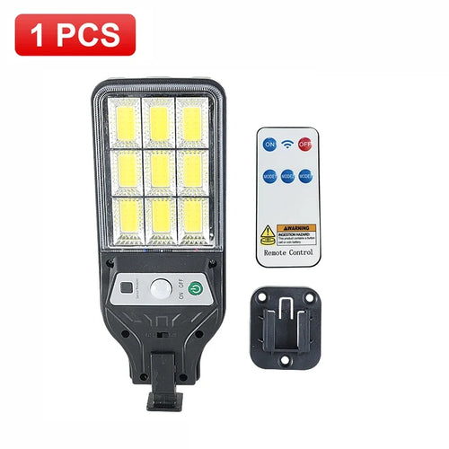 Solar Motion Light, 167 LED Outdoor Lamp with Remote Control, 320° Lighting, ABS Body for Garden and Garage - product view 1