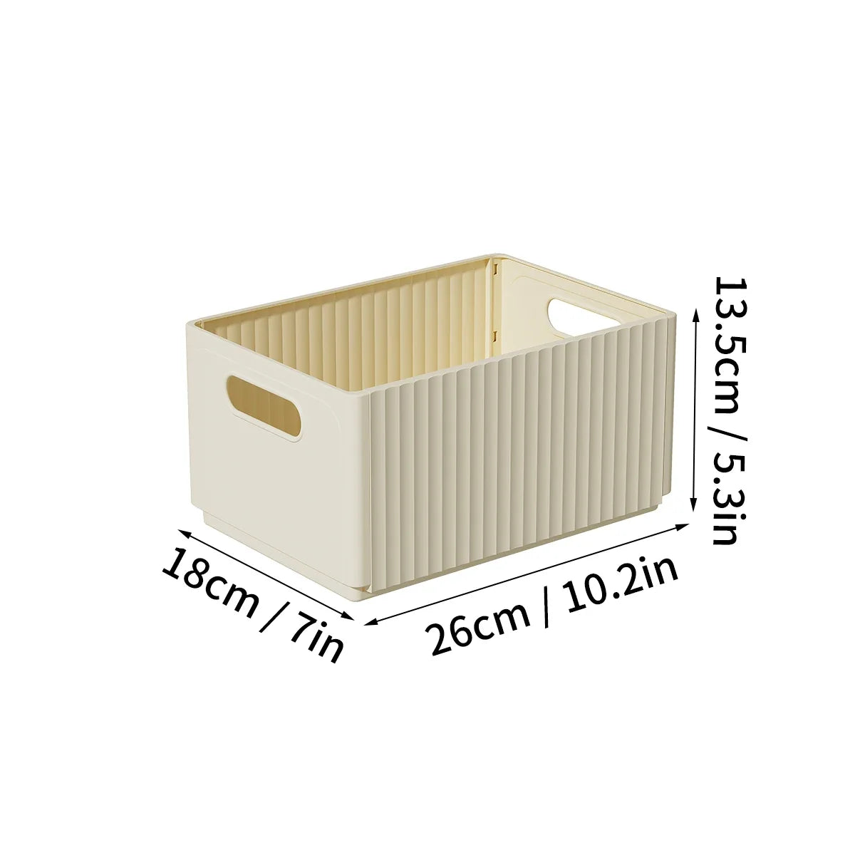 Stackable Pantry Storage Bin, Folding Plastic Food Box with Handle, Reusable Organizer in Clear or Beige, Small to Large - product view 1