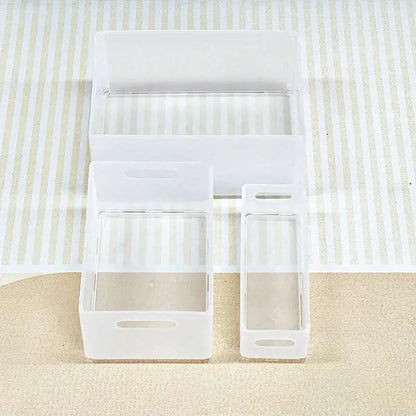 Stackable Pantry Storage Bin, Folding Plastic Food Box with Handle, Reusable Organizer in Clear or Beige, Small to Large - product view 5