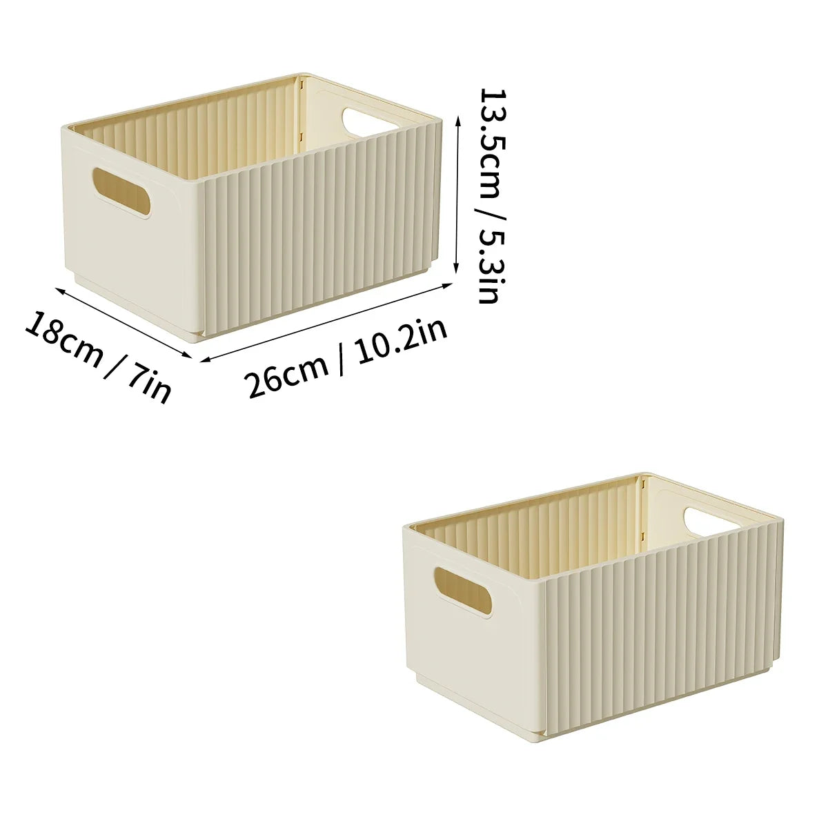 Stackable Pantry Storage Bin, Folding Plastic Food Box with Handle, Reusable Organizer in Clear or Beige, Small to Large - product view 6