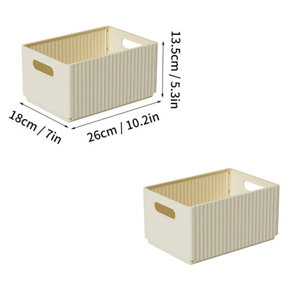 Stackable Pantry Storage Bin, Folding Plastic Food Box with Handle, Reusable Organizer in Clear or Beige, Small to Large - product view 6