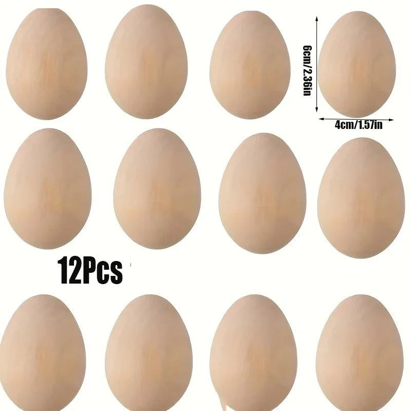 8-Piece Unfinished Wooden Easter Eggs, Paintable DIY Craft Blanks for Easter Decorations, Home Projects and Holiday Gifts - product view 2