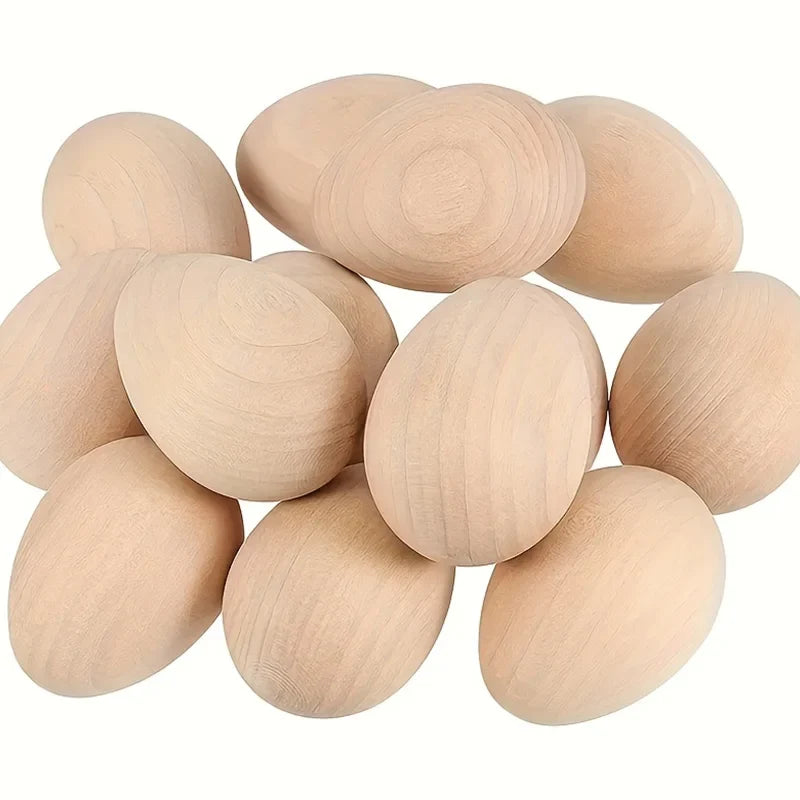 8-Piece Unfinished Wooden Easter Eggs, Paintable DIY Craft Blanks for Easter Decorations, Home Projects and Holiday Gifts - product view 3