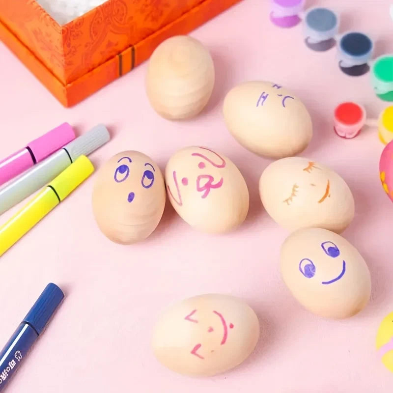 8-Piece Unfinished Wooden Easter Eggs, Paintable DIY Craft Blanks for Easter Decorations, Home Projects and Holiday Gifts - product view 5