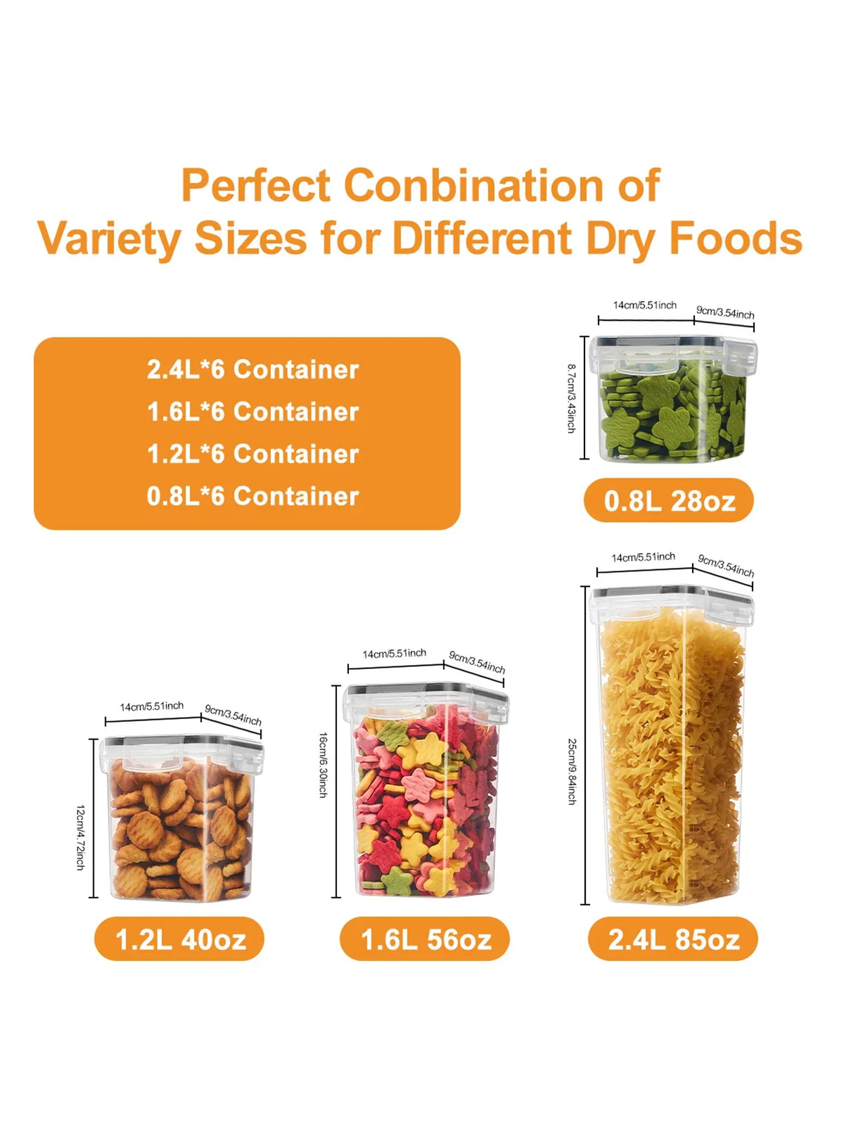 24-Piece Airtight Kitchen Canister Set, Rectangular PP Food Storage Containers with Labels for Flour, Pasta, Grains and Spices - product view 3