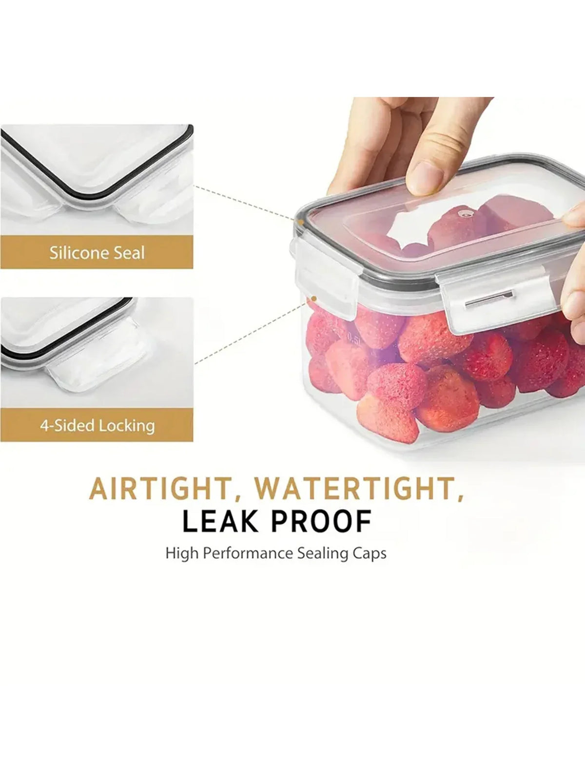 24-Piece Airtight Kitchen Canister Set, Rectangular PP Food Storage Containers with Labels for Flour, Pasta, Grains and Spices - product view 5