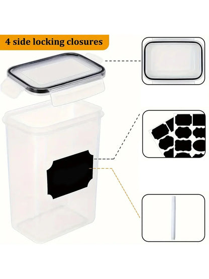 24-Piece Airtight Kitchen Canister Set, Rectangular PP Food Storage Containers with Labels for Flour, Pasta, Grains and Spices - product view 6