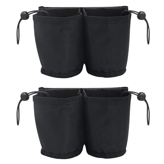 Luggage Cup Holder, Foldable Oxford Cloth Drink Carrier with 2 Bottle Bags, Drawstrings and Phone Pocket for Roller Handles - product view 1