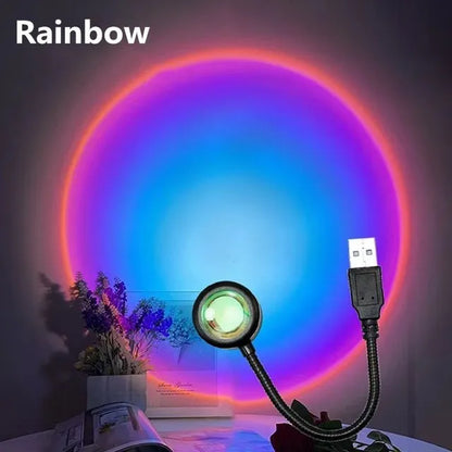 USB Sunset Projection Lamp with Adjustable Rotation, Rainbow Mood Effects and 13 Static and Dynamic Color Modes - product view 4
