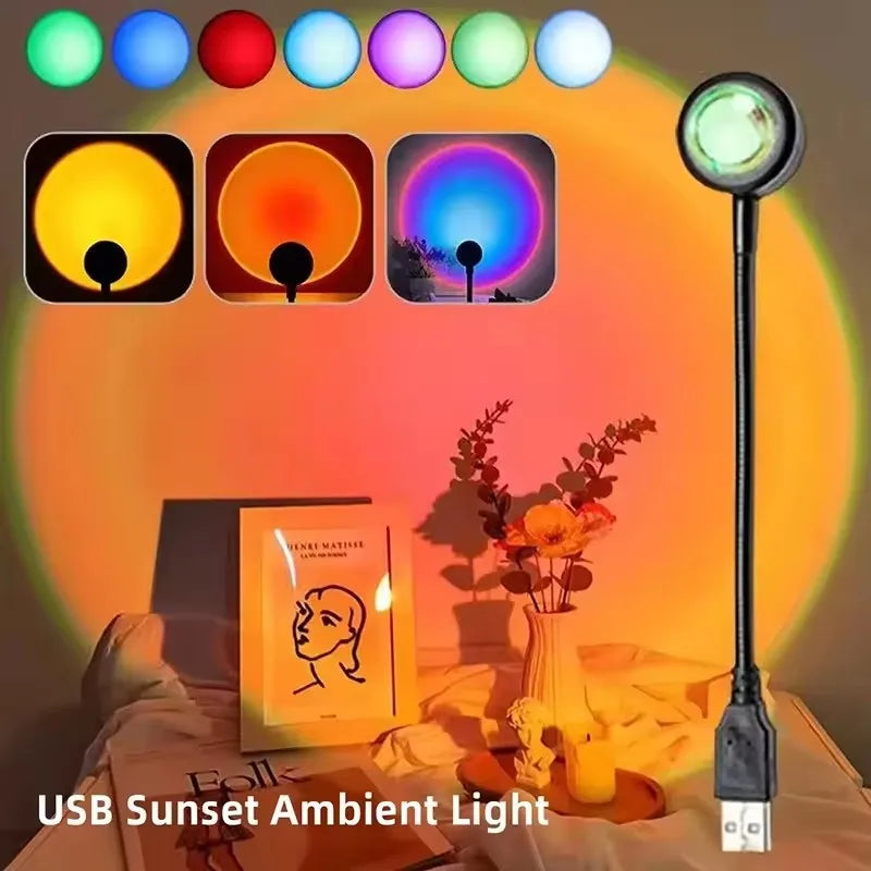 USB Sunset Projection Lamp with Adjustable Rotation, Rainbow Mood Effects and 13 Static and Dynamic Color Modes - product view 5