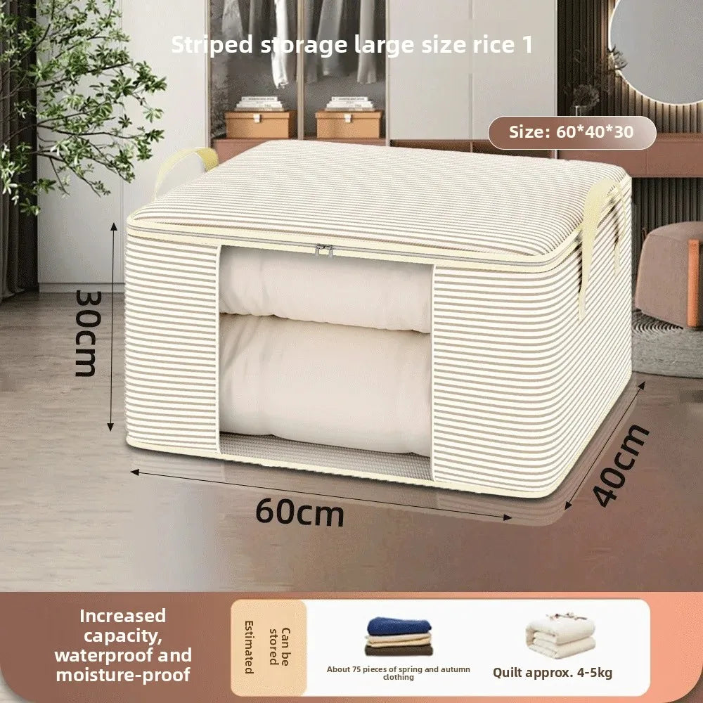 Quilt Storage Bag, Foldable Large-Capacity Non-Woven Organizer with Visual Design, 50L or 80L for Bedding and Clothing - product view 3
