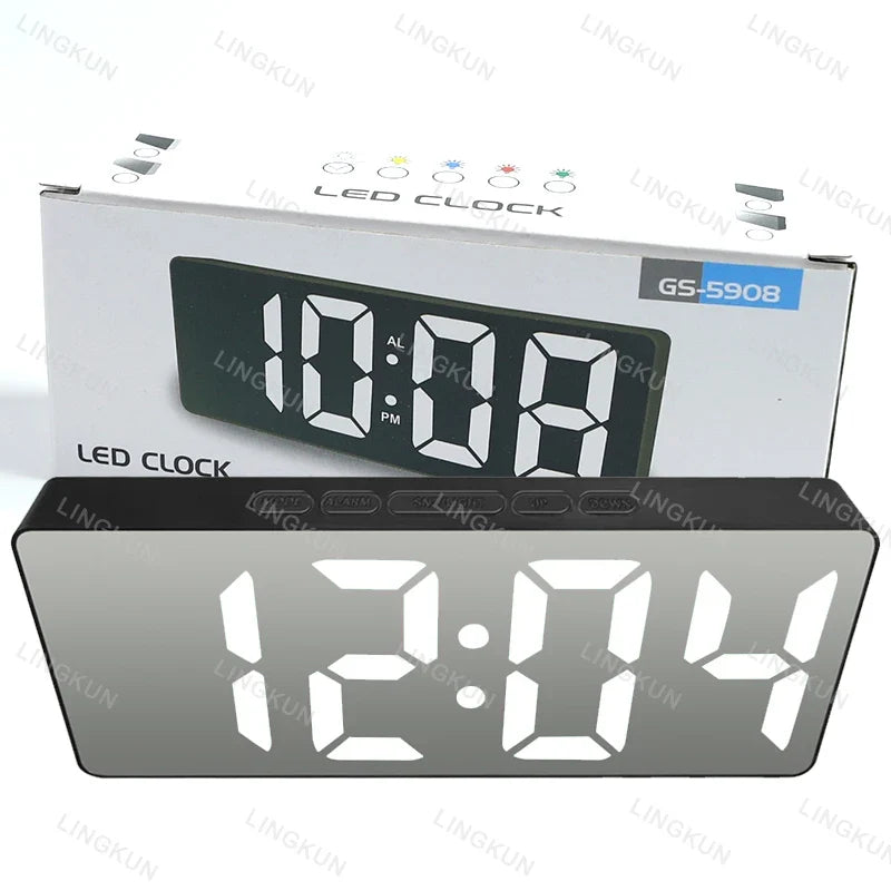 Digital LED Alarm Clock with Temperature Display, Adjustable Brightness, 12/24-Hour Format and Multiple Light Options for Bedroom - product view 6