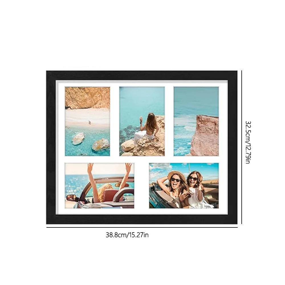 5-Photo Collage Frame, Multi-Grid DIY Puzzle Picture Frame, 32.5 x 38.8 cm MDF Wall or Standing Display - product view 1
