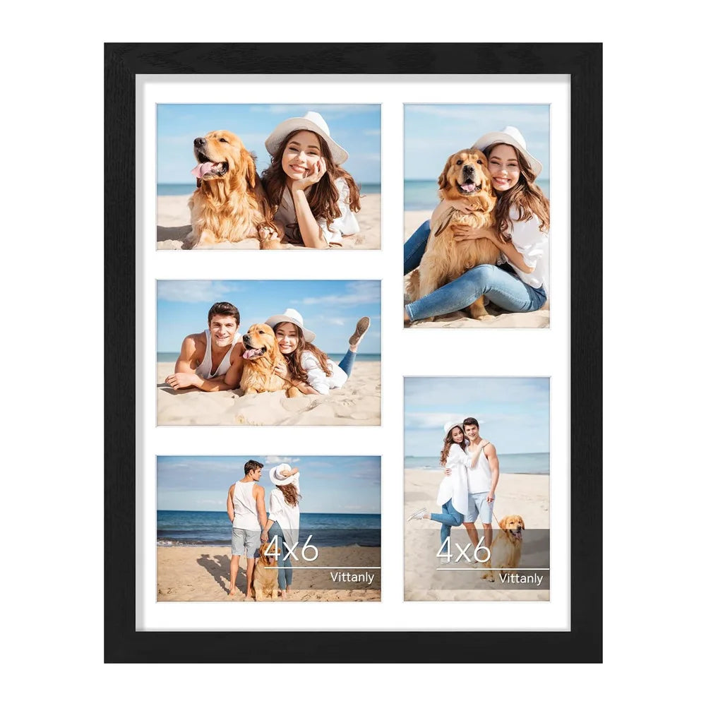 5-Photo Collage Frame, Multi-Grid DIY Puzzle Picture Frame, 32.5 x 38.8 cm MDF Wall or Standing Display - product view 3