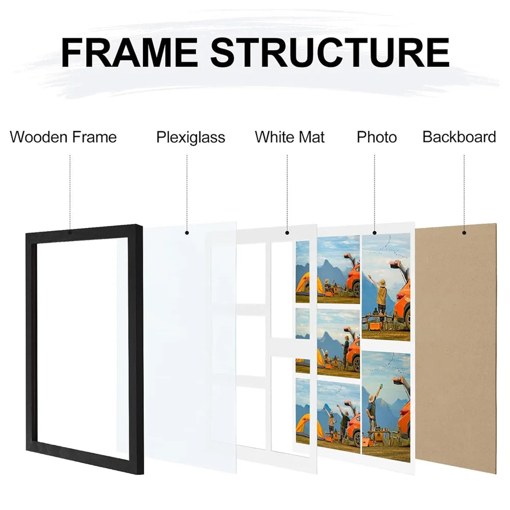 5-Photo Collage Frame, Multi-Grid DIY Puzzle Picture Frame, 32.5 x 38.8 cm MDF Wall or Standing Display - product view 5
