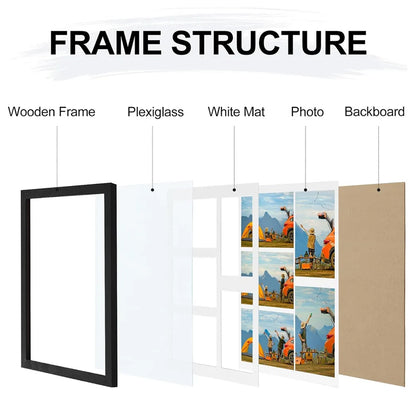 5-Photo Collage Frame, Multi-Grid DIY Puzzle Picture Frame, 32.5 x 38.8 cm MDF Wall or Standing Display - product view 5