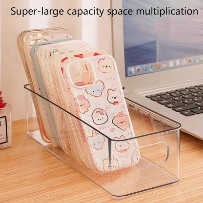 Clear Stackable Pantry Storage Bin, PVC Refrigerator Organizer with Carry Handles for Kitchen Shelves and Cabinets - product view 2