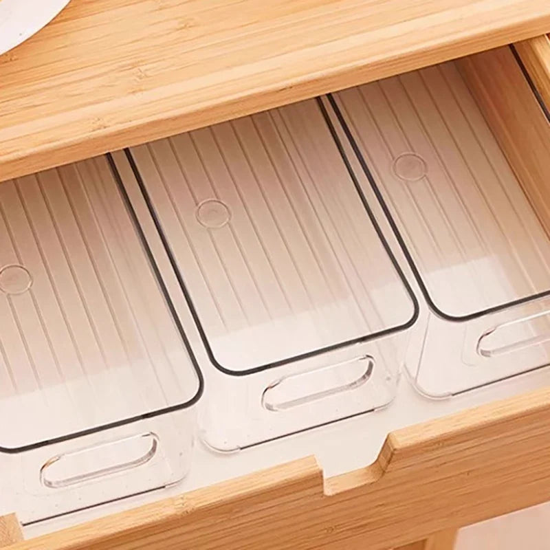Clear Stackable Pantry Storage Bin, PVC Refrigerator Organizer with Carry Handles for Kitchen Shelves and Cabinets - product view 4
