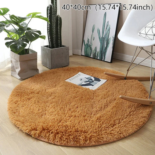Plush Round Rug, Soft 100% Polyester Surface with Polypropylene Backing, 40x40 cm Accent Mat for Bedroom and Kids' Room - product view 1