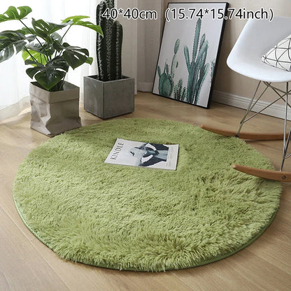 Plush Round Rug, Soft 100% Polyester Surface with Polypropylene Backing, 40x40 cm Accent Mat for Bedroom and Kids' Room - product view 2