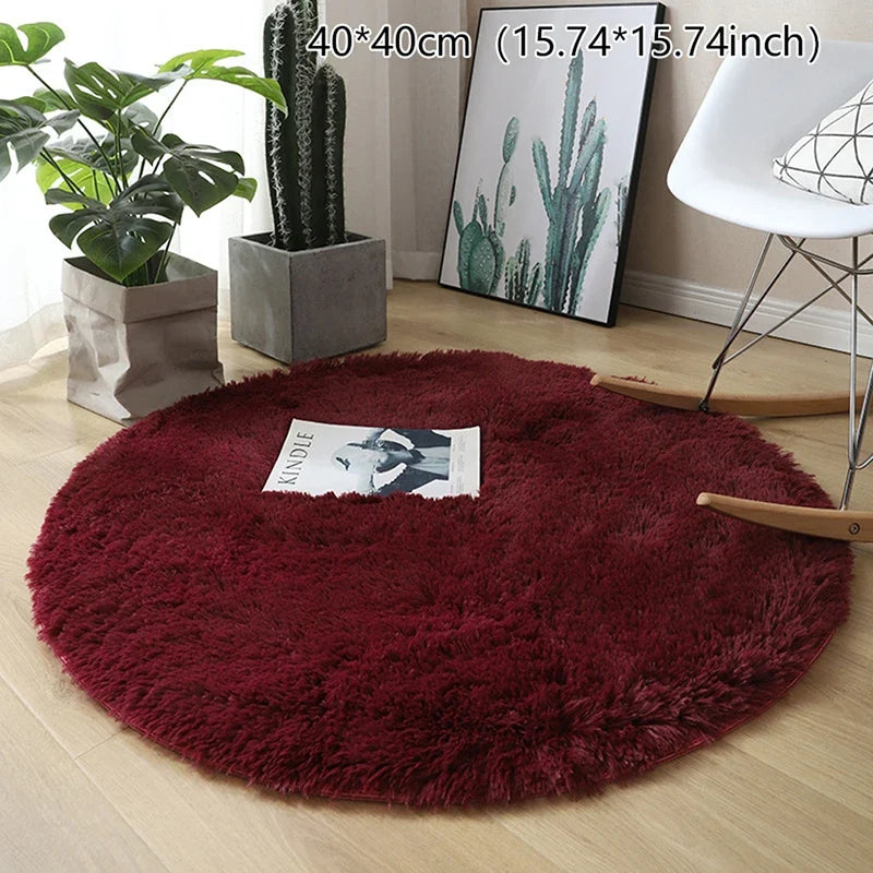 Plush Round Rug, Soft 100% Polyester Surface with Polypropylene Backing, 40x40 cm Accent Mat for Bedroom and Kids' Room - product view 3