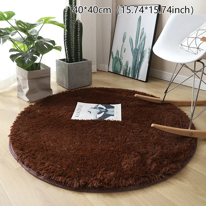 Plush Round Rug, Soft 100% Polyester Surface with Polypropylene Backing, 40x40 cm Accent Mat for Bedroom and Kids' Room - product view 5