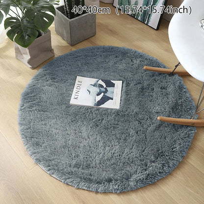 Plush Round Rug, Soft 100% Polyester Surface with Polypropylene Backing, 40x40 cm Accent Mat for Bedroom and Kids' Room - product view 6