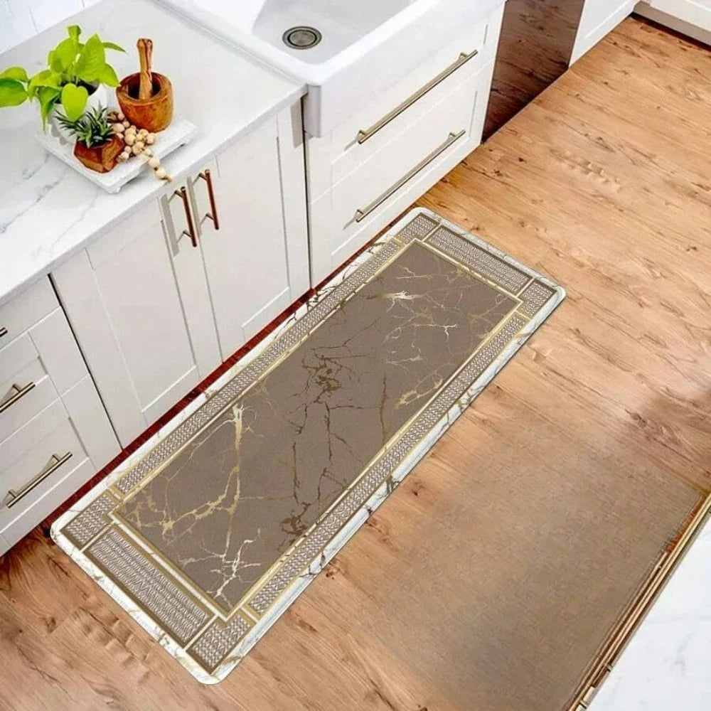 Anti-Fatigue Kitchen Mat, Non-Slip 100% Polyester Floor Runner, Machine-Made Modern Marble Design for Hallway and Entryway - product view 2