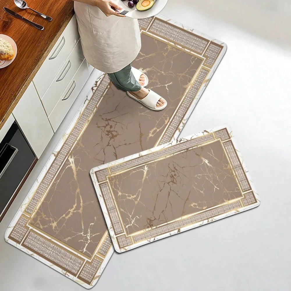 Anti-Fatigue Kitchen Mat, Non-Slip 100% Polyester Floor Runner, Machine-Made Modern Marble Design for Hallway and Entryway - product view 3