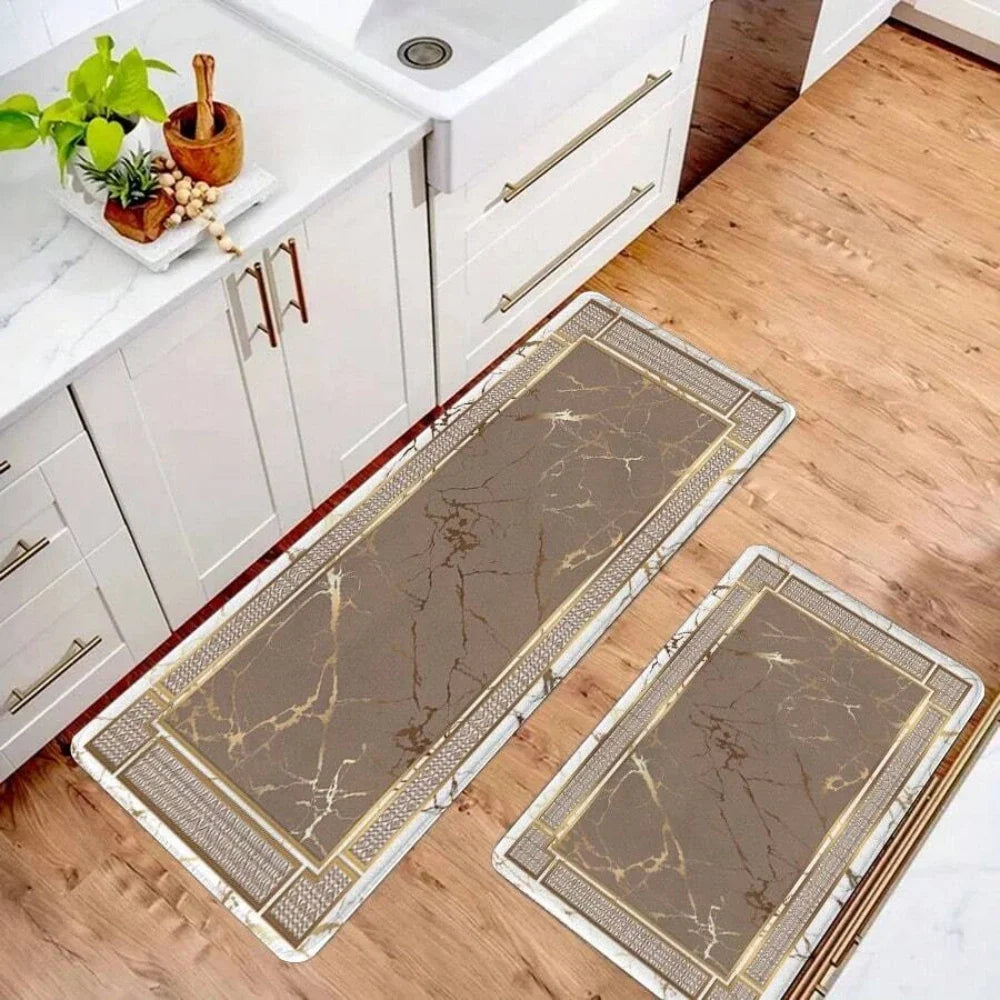 Anti-Fatigue Kitchen Mat, Non-Slip 100% Polyester Floor Runner, Machine-Made Modern Marble Design for Hallway and Entryway - product view 5