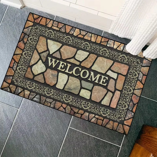 Outdoor Doormat, Washable 100% Polyester Anti-Slip Door Mat with Modern Cartoon Patterns for Patio, Entryway or Bathroom - product view 1
