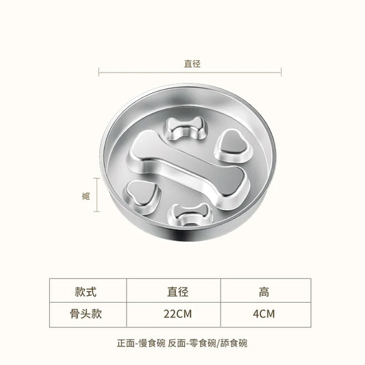 Stainless Steel Slow Feeder Dog Bowl, 304 Bone, Claw or Puppy Style for Calmer Pet Mealtimes - product view 1