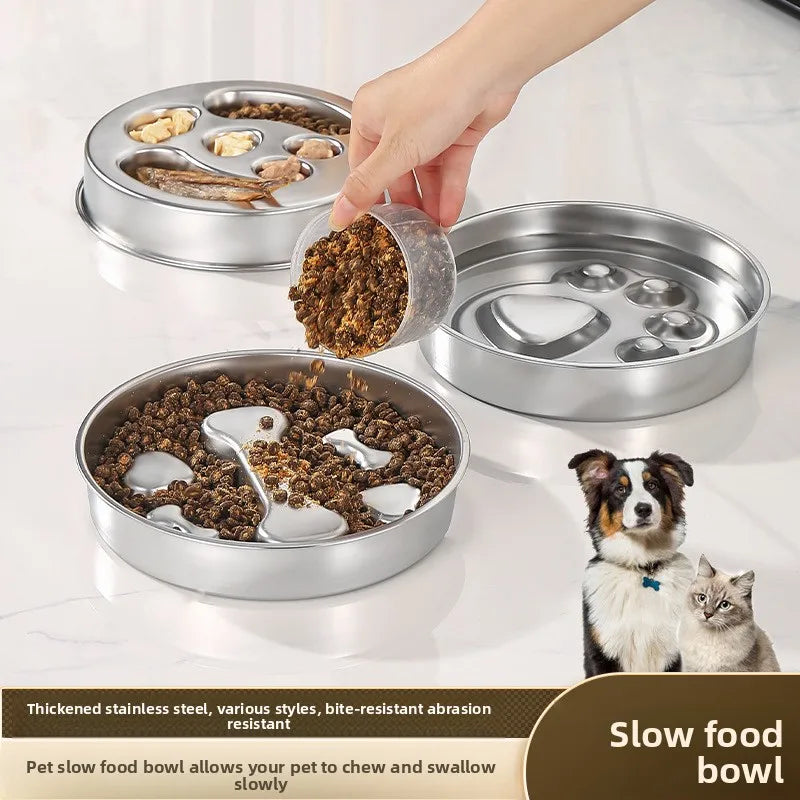 Stainless Steel Slow Feeder Dog Bowl, 304 Bone, Claw or Puppy Style for Calmer Pet Mealtimes - product view 6