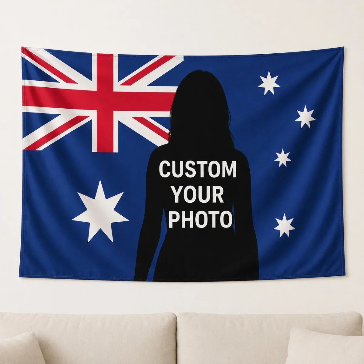 Custom Photo and Text Tapestry, Printed Woven Polyester Wall Hanging, Lightweight Personalized Décor in 7 Sizes - product view 4