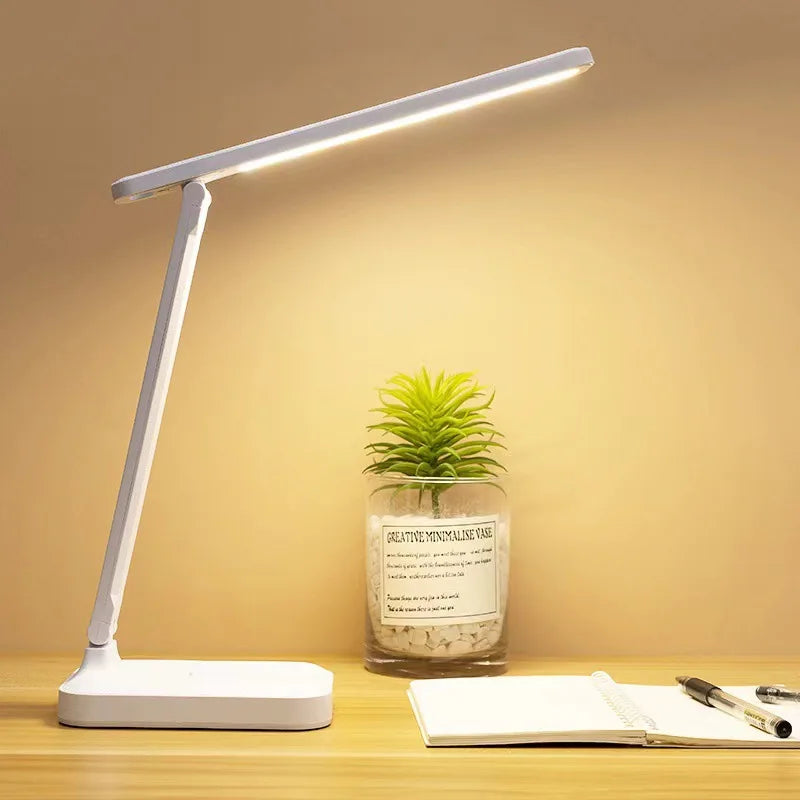 Folding LED Desk Lamp, USB Touch Control, Dimmable Adjustable Light, 5V DC Plug-In Design for Reading and Bedside Use - product view 1