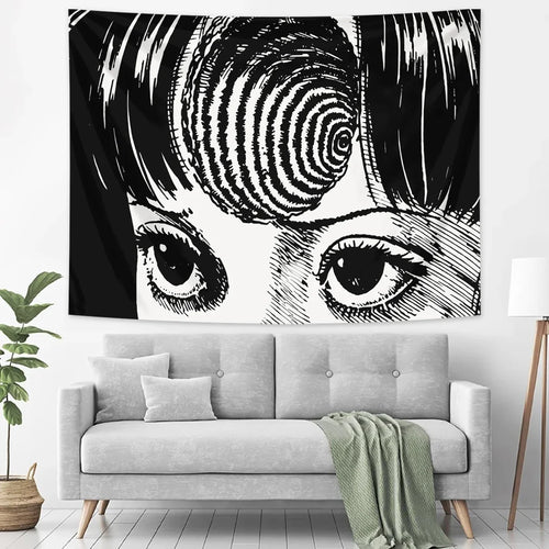 Cartoon Tapestry, 100% Polyester Rectangle Wall Hanging, Classic Dorm Room Décor in 4 Sizes, Printed Art Design - product view 1