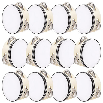 Wooden Tambourine Wedding Favors, 4-Inch Hand Drums in 6, 12 or 24 Pieces for Bridal Showers and Party Gifts - product view 1