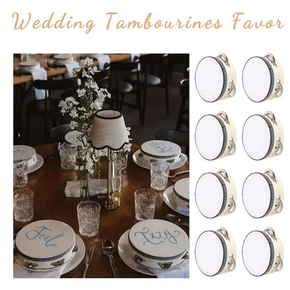 Wooden Tambourine Wedding Favors, 4-Inch Hand Drums in 6, 12 or 24 Pieces for Bridal Showers and Party Gifts - product view 3