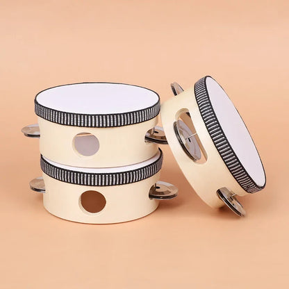 Wooden Tambourine Wedding Favors, 4-Inch Hand Drums in 6, 12 or 24 Pieces for Bridal Showers and Party Gifts - product view 6