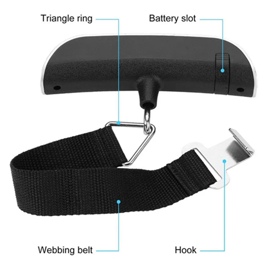Portable Digital Luggage Scale, LCD Backlight, 50 kg Capacity, 10 g Accuracy, kg/lb Units, Tare Function for Travel - product view 4