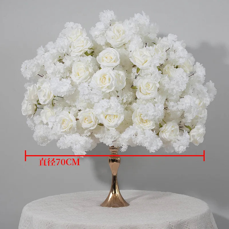 Artificial Cherry Blossom Flower Ball Centerpiece, Plastic Faux Floral Sphere, 30–80 cm Size Options for Table Décor - product view 3
