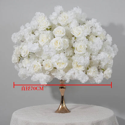 Artificial Cherry Blossom Flower Ball Centerpiece, Plastic Faux Floral Sphere, 30–80 cm Size Options for Table Décor - product view 3