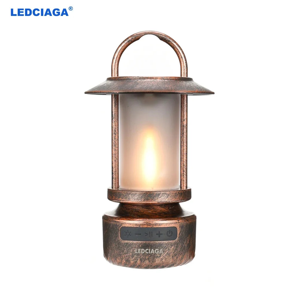 RGB Flame Camping Lantern Bluetooth Speaker, 5W Wireless Audio, 13 Flame Colors, Rechargeable 2400mAh Battery, AUX and TF Card - product view 2
